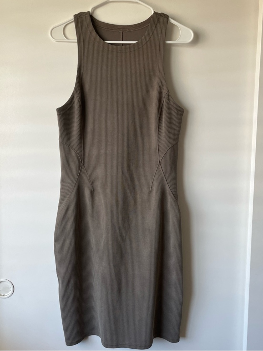 (SOLD) Lululemon Sleeveless Ribbed Tank Dress in Olive Brown